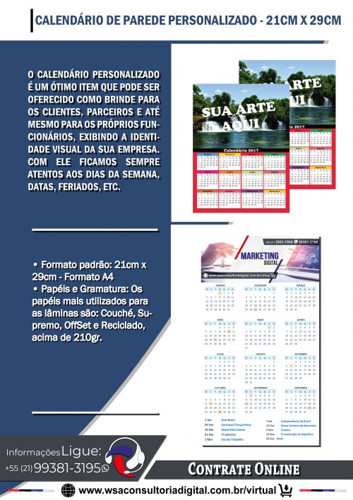 Calendário de parede personalizado a partir de 50 und - Imagem 3